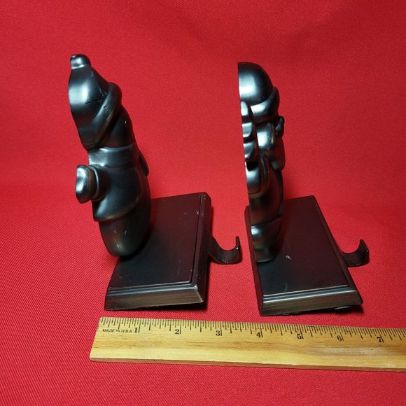 Hanger Santa and Snowman Pewter Black Metal Shelf Sitter Stocking Holder Set of - Picture 8 of 12